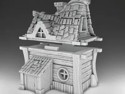 House wooden with roof 3D print model