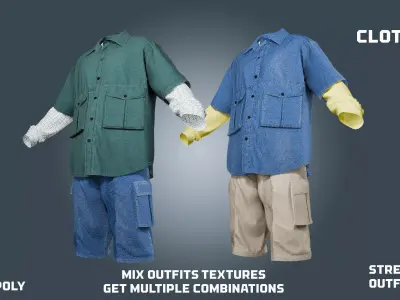 street worker - clothyfic outfit Low-poly 3D model