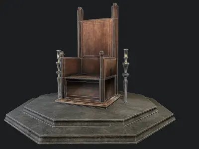 old wooden throne Low-poly