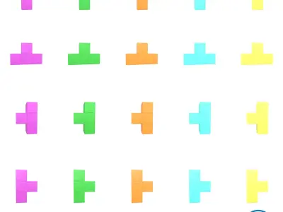 Tetris Block v5 Pack 01 Low-poly 3D model