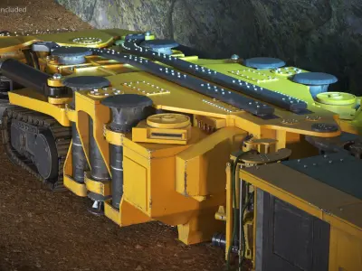  Mobile Tunnel Boring Machine Yellow Rigged for Maya 