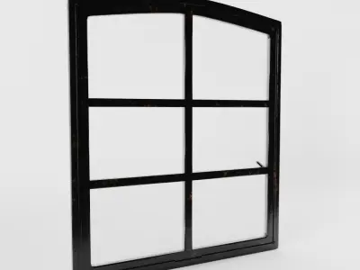 Vintage Arched Industrial Window Low-poly 3D model