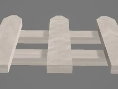 White Wooden Fence Low-poly 3D model