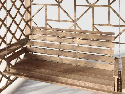 Wooden swing pergola 3D model