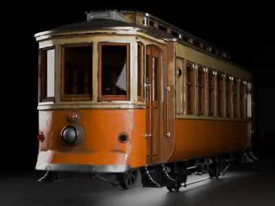 Portuguese Vintage Trolley Porto and Lisbon Style 3D Model Low-poly 3D model