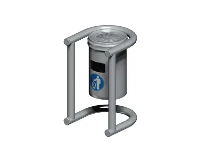 Aluminum stainless cage type garden trash can Low-poly 3D model