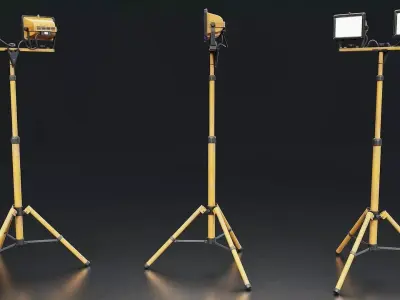 Industrial Work Floodlight Stand Low-poly 3D model