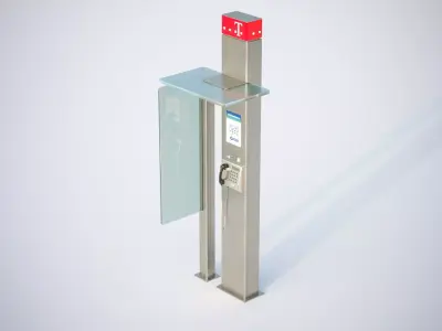 Telephone booth with information board 3D model