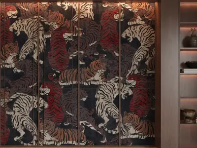 The picture shows a set of Chinese  style tea cabinets 3D model