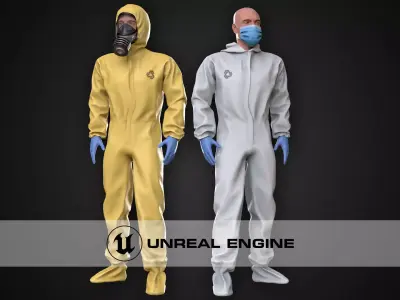 Man In Protective Suit Low-poly 3D model