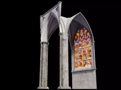Gothic Nave Stained Glass Bottom 02 - ONLY Low-poly 3D model