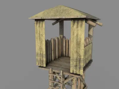 Medieval Wooden Tower Low-poly 3D model