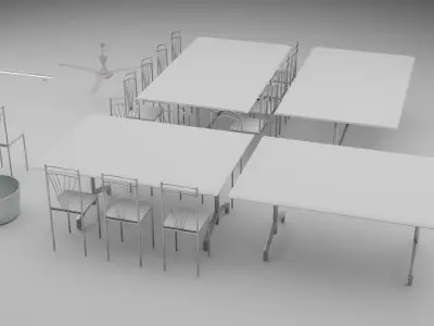 College Cantin Set 3D model