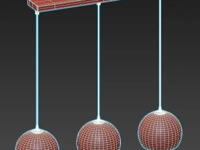 trioo pendant light with three glass globes hanging from ceiling 3D model