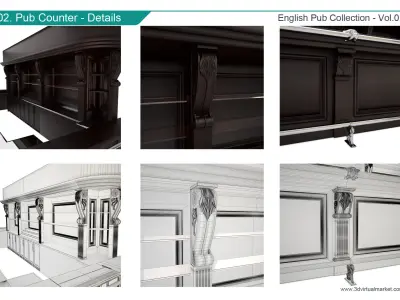 English Pub Furniture and Lighting Collection 3D model