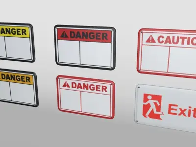 Curved Wall-Attached Sign Low-poly 3D model