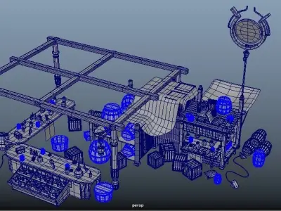 HIGHMARKET machine shop Low-poly 3D model
