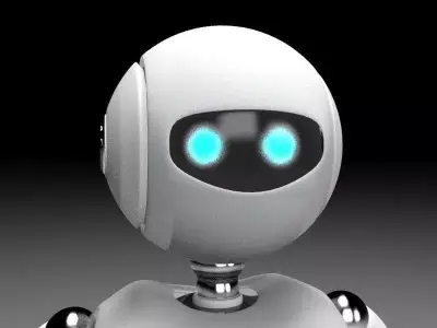 Rigged robot character Low-poly 3D model