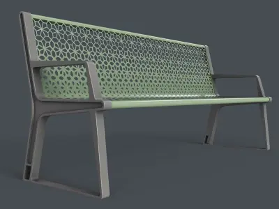 Metal Modern Bench 9 PBR Game Ready Low-poly 3D model