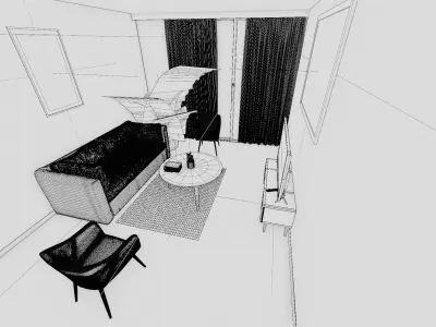 Living Room with Balcony Free 3D model
