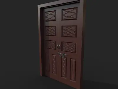 House double door Free low-poly 3D model