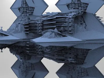 Monolith sci-fi structure floating castle 3D model