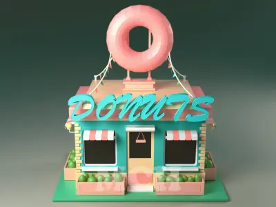 Donut Shop  Low-poly 3D model
