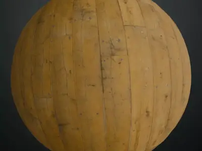 Aged Yellow Pine Floorboards with Iron Nails PBR Texture