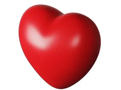 Cute red heart simple 3D model 3D model