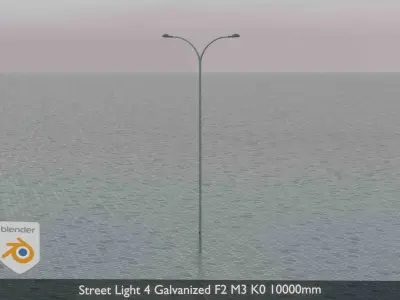 Street Light 4 Galvanized F2 M3 K0 10000mm  Low-poly 3D model