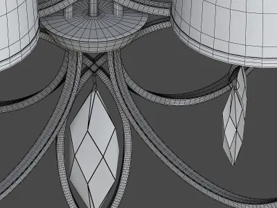 Casilda chandelier with four lights and shades 3D model