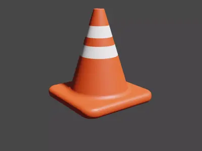 Traffic Cone Low-poly 3D model 35