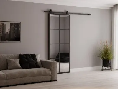 Steel loft sliding doors for interior 3D model 3D model