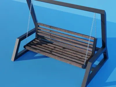 High poly animated swing 3D model