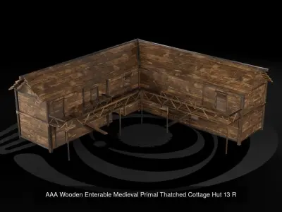 AAA Wooden Enterable Medieval Primal Hut Collection 04 R  3D Model Pack