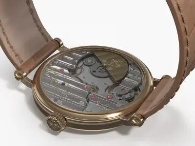  Patek Philippe Calatrava Gold Wristwatch Beige Strap 