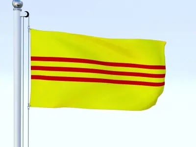 Animated South Vietnam Flag Low-poly 3D model