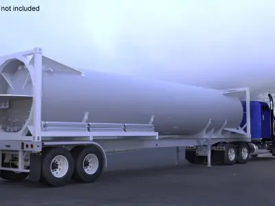  Freight Truck with Liquefied Natural Gas Transport Trailer Rigged for Cinema 4D 