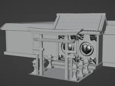 Chinese Temple Walls and Entrance 3D model