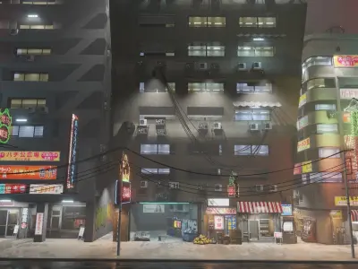 Cyberpunk Street And Shops Neon Light Low-poly 3D model