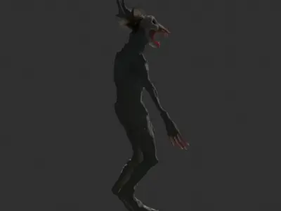 Rigged Wendigo Alien character Low-poly 3D model