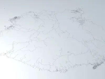 Fiji Road Networks Streets and Buildings 3D model