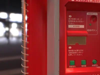 Japanese Parking Meter - PBR Game Ready Low-poly 3D model