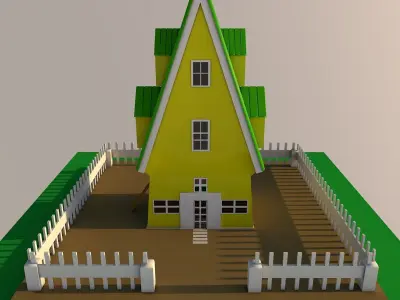 Low poly cartoon house Low-poly 3D model shop