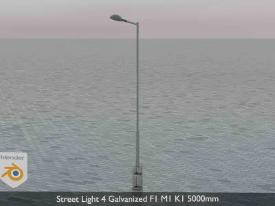 Street Light 4 Galvanized F1 M1 K1 5000mm  Low-poly 3D model