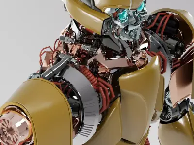 Yellow Cyber Mech Original Sci-Fi Robot Design 3ds Max Corona 3D model