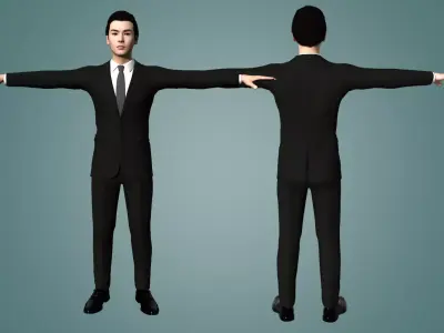 Realistic binding male staff Low-poly 3D model