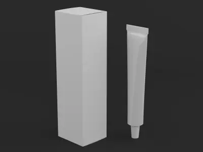 Tube Cream And Cardboard Box 3D model