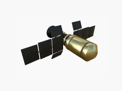 Satellite A02 Golden - SciFi Space Design Low-poly 3D model
