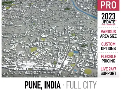 Pune - city Low-poly 3D model